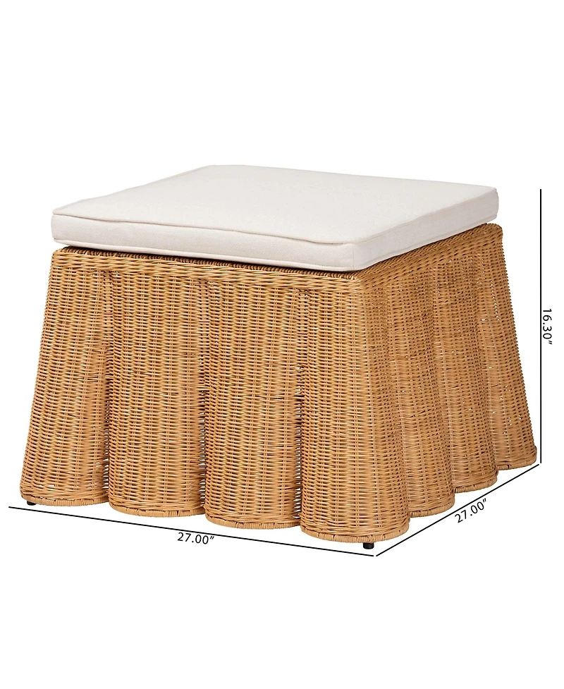 bali & pari Palm Bohemian Honey Scallop Rattan Ottoman