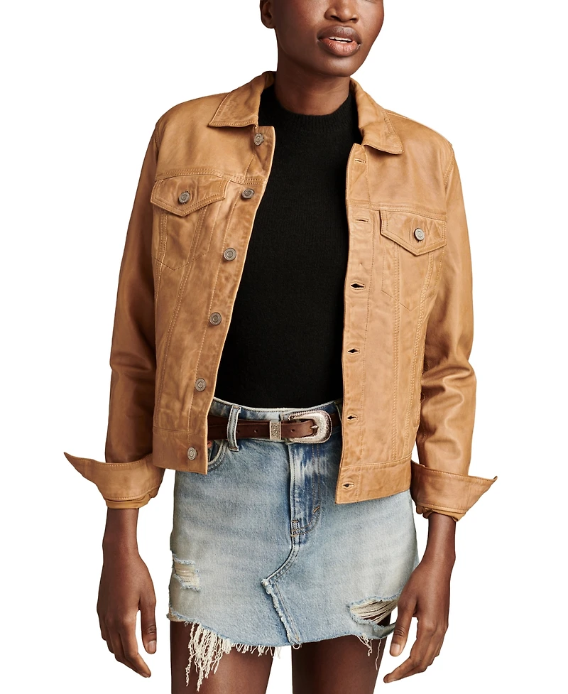 Lucky Brand Leather Trucker Jacket