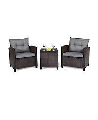 Gouun 3 Pieces Rattan Patio Furniture Set with Washable Cushion