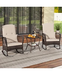 Gouun 3 Pieces Rocking Bistro Set with 2-Tier Table