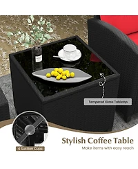 Gouun 3 Pieces Patio Furniture Set with Tempered Glass Table