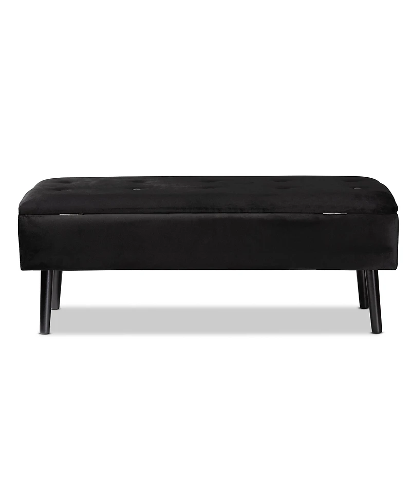 Baxton Studio Caine Modern and Contemporary Velvet Fabric Upholstered and Dark Brown Finished Wood Storage Bench
