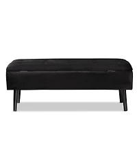 Baxton Studio Caine Modern and Contemporary Velvet Fabric Upholstered and Dark Brown Finished Wood Storage Bench
