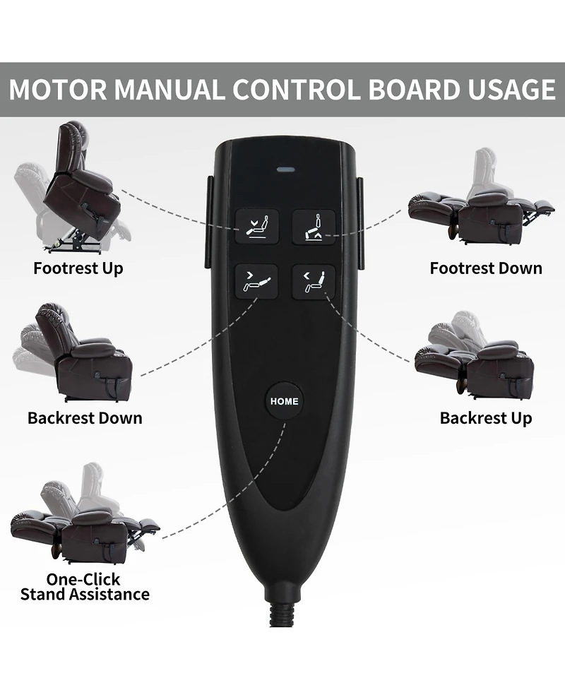 Power Lift Recliner Chair Heavy Duty Motion Mechanism with 8-Point Vibration Massage and Lumbar Heating Stainless steel Cup Holders