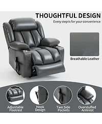 Power Lift Recliner Chair Heavy Duty Motion Mechanism with 8-Point Vibration Massage and Lumbar Heating Stainless steel Cup Holders