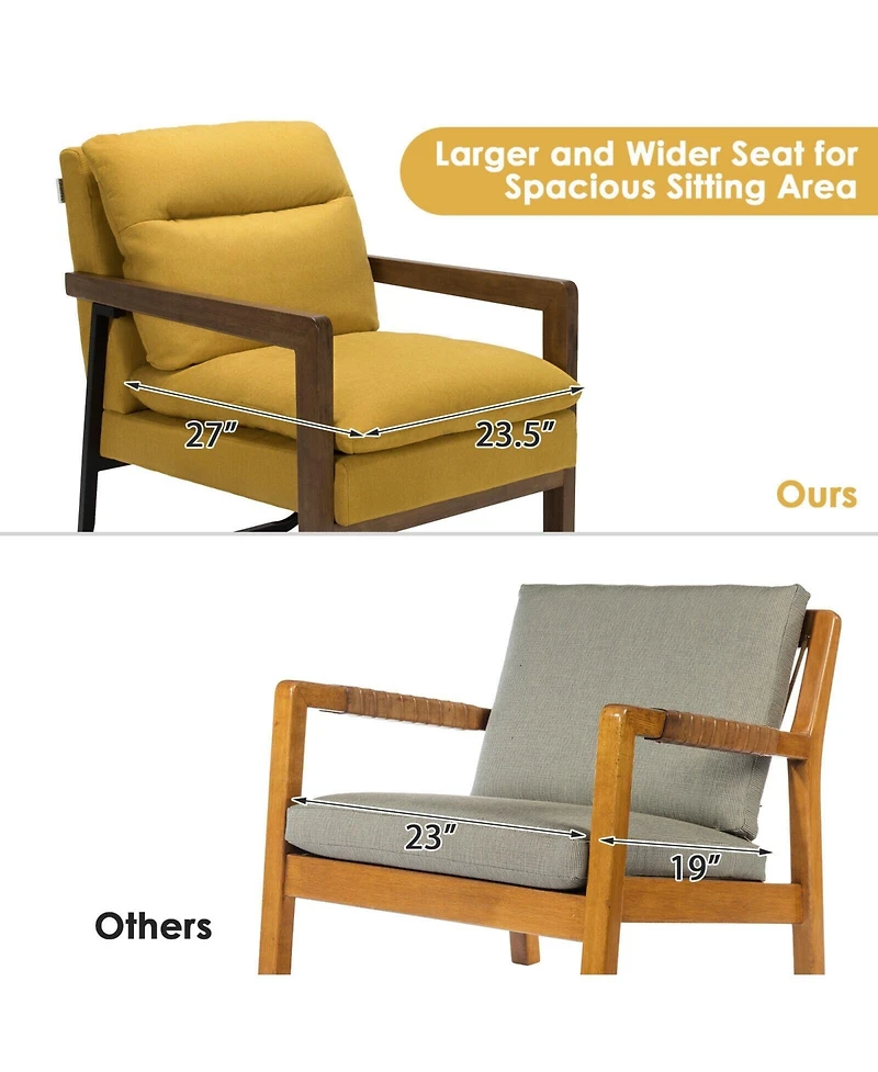 Gouun Single Sofa Chair with Extra-Thick Padded Backrest and Seat Cushion