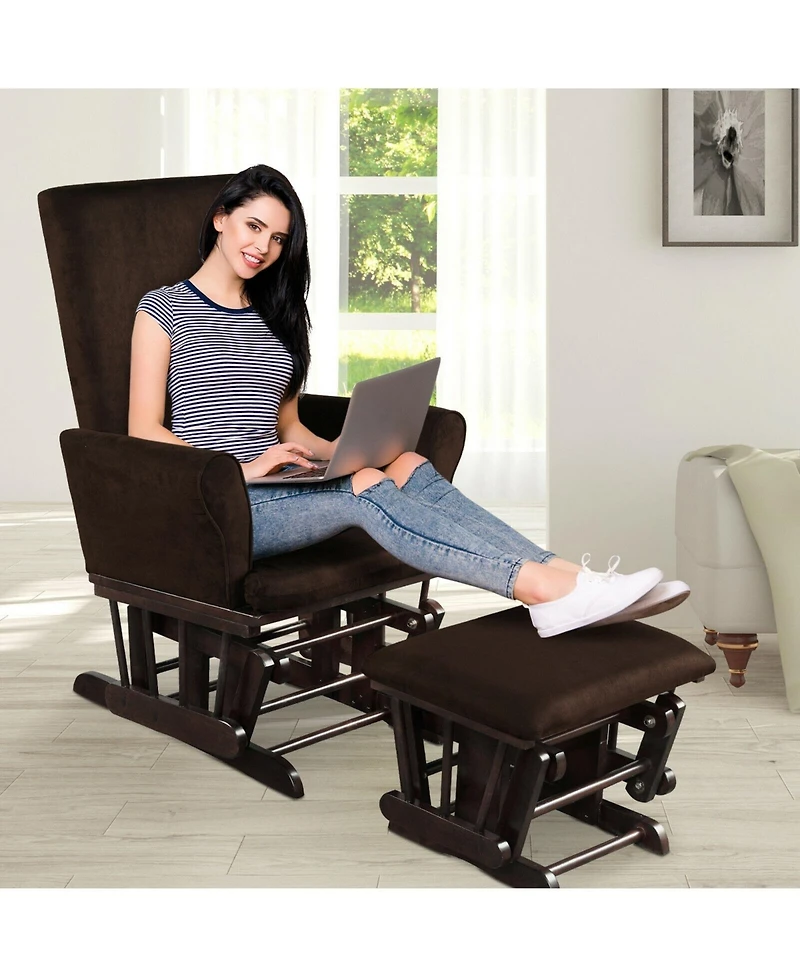Gouun Baby Nursery Relax Rocker Rocking Chair Glider and Ottoman Cushion Set