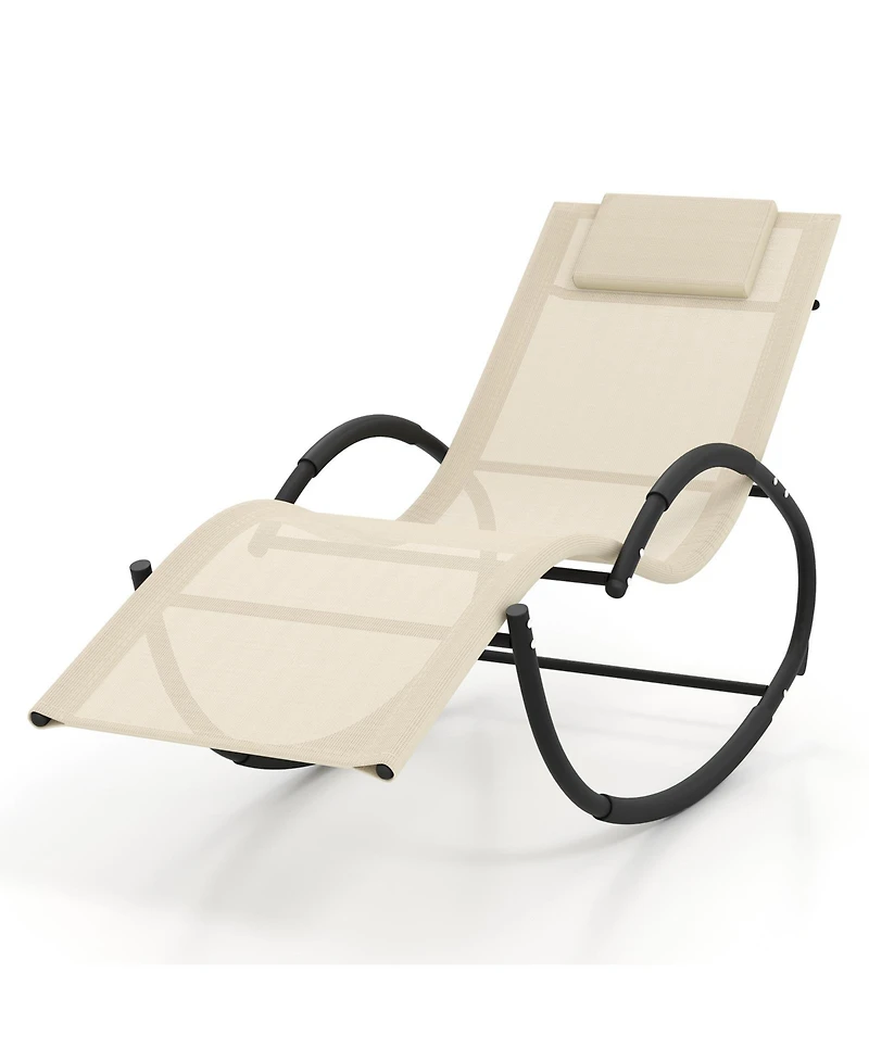 Heavy-Duty Rocking Chair - 350lbs Capacity, Uv-Resistant Fabric & Removable Headrest