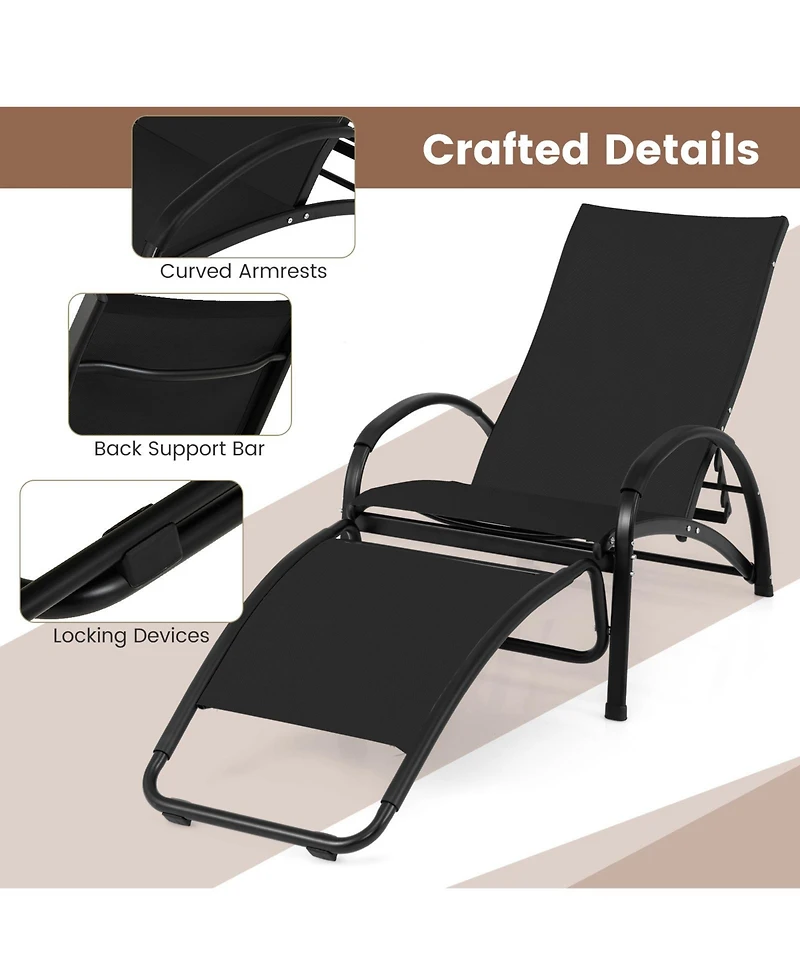 Gouun 2-in-1 Outdoor Rocking Chair with 4-Position Adjustable Backrest for Patio Porch Poolside