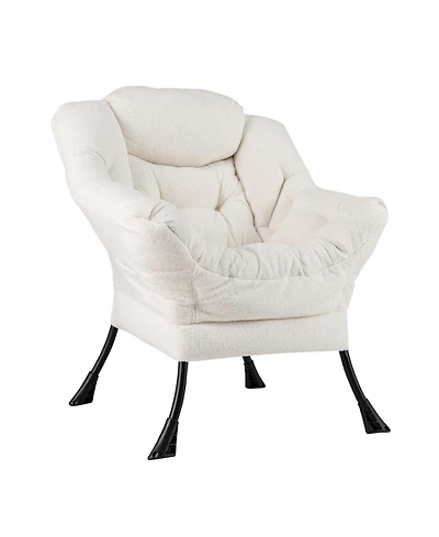 Gouun Sherpa Upholstered Accent Chair with Cozy Head Pillow