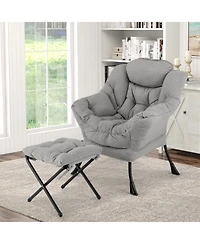 Gouun Modern Accent Chair with Folding Footrest and Head Pillow