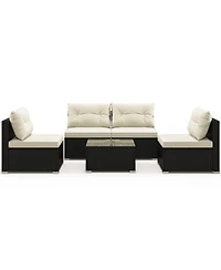 5 Pieces Outdoor Patio Furniture Set with Cushions and Table