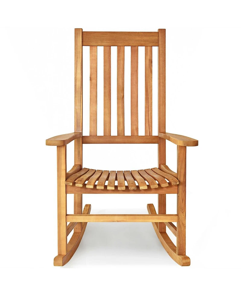 Gouun Indoor Outdoor Wooden High Back Rocking Chair