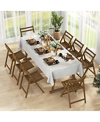 Gouun Folding Dining Chair Set of 2 with Rubber Wood Frame and Slatted Seat