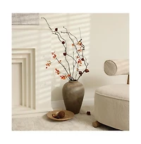 LuxenHome Rustic Ceramic Flower Vase, 14'' Brown Terracotta Urn Vases for Room Decor, Vintage Pottery Living Room Decor, Modern Farmhouse Floor Vase H