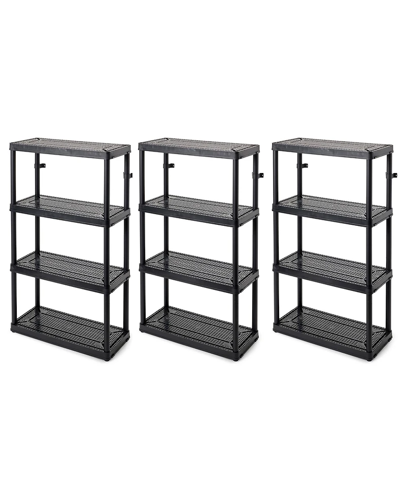 Gracious Living 4 Shelf Fixed Height Medium Duty Storage Unit, Black (3 Pack)