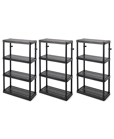 Gracious Living 4 Shelf Fixed Height Medium Duty Storage Unit, Black (3 Pack)