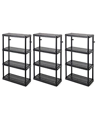 Gracious Living 4 Shelf Fixed Height Medium Duty Storage Unit, Black (3 Pack)