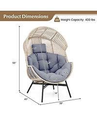 Gouun Wicker Oversized Egg Style Chair with Cushions and Headrest