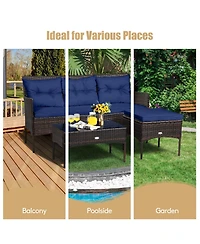 Gouun 3 Pieces Patio Furniture Sectional Set with 5 Cozy Cushions
