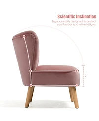 Gouun Modern Armless Velvet Accent Chair with Wood Legs