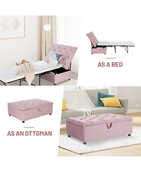 Gouun Folding Ottoman Sleeper Bed with Mattress for Guest Bed and Office Nap