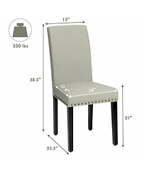 Gouun Set of 2 Fabric Upholstered Dining Chairs with Nailhead Sage