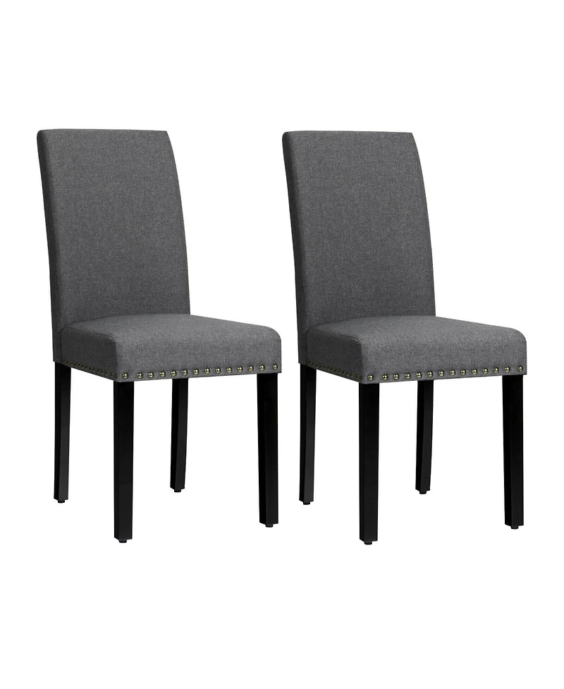 Gouun Set of 2 Fabric Upholstered Dining Chairs with Nailhead Sage