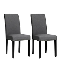 Gouun Set of 2 Fabric Upholstered Dining Chairs with Nailhead Sage