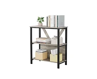 gaomon 3 Tier Bookshelf with Led Lights, Bookcase with Open Display Shelves, Wood and Metal Standing Bookshelf with Storage Rack for Living Room Bedro