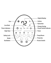 Gouun 1500 W Led Portable Oscillating Ptc Ceramic Space Heater