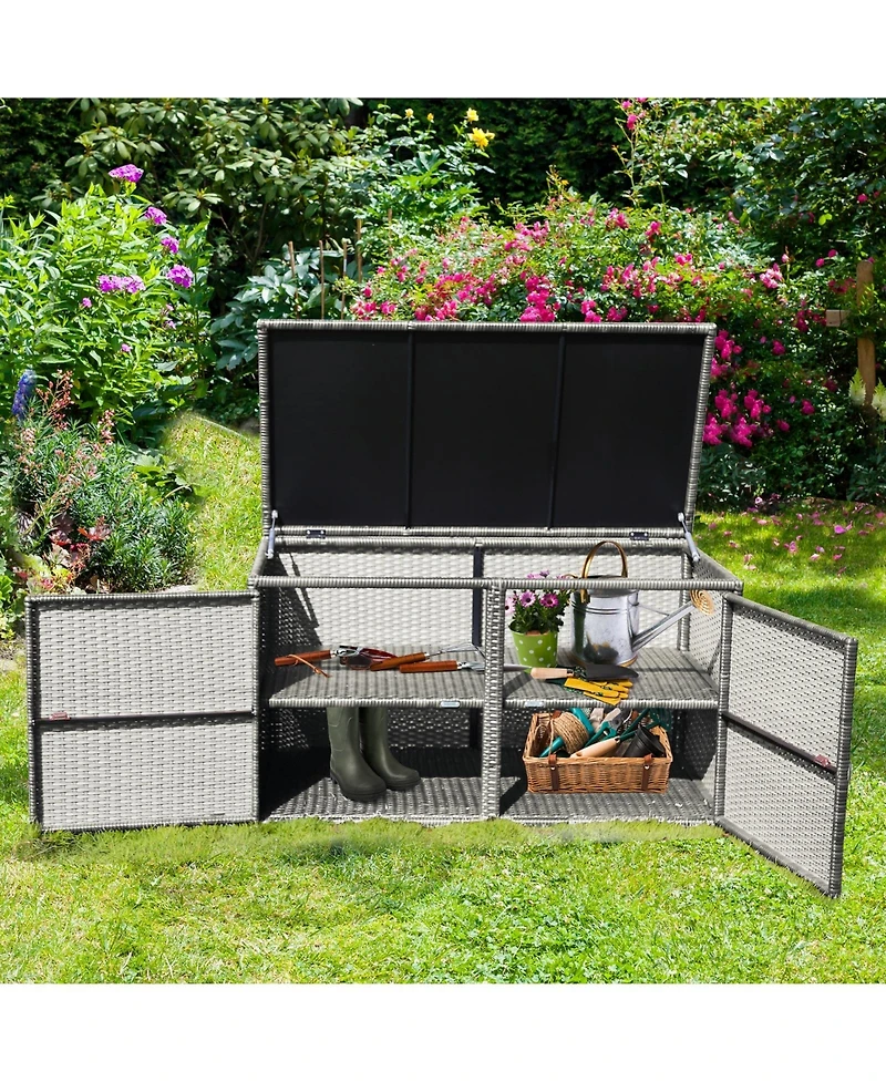 Gouun 88 Gallon Garden Patio Rattan Storage Container Box