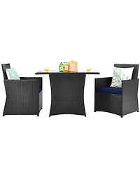 Gouun 3 Pieces Patio Rattan Furniture Set with Cushion and Sofa Armrest