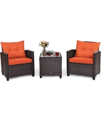 Gouun 3 Pieces Rattan Patio Furniture Set with Washable Cushion
