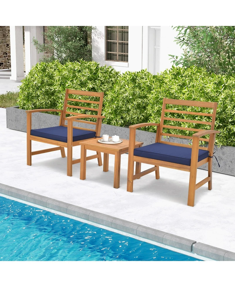 Gouun 3 Pieces Outdoor Furniture Set with Soft Seat Cushions