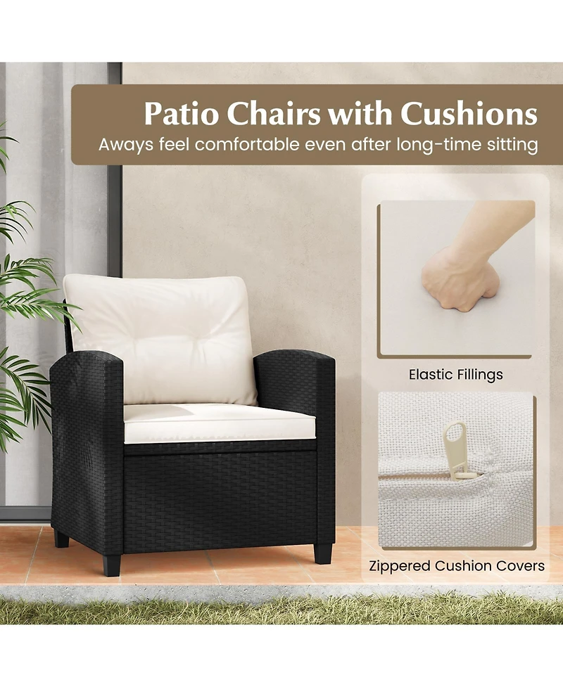 Gouun 3 Pieces Patio Furniture Set with Tempered Glass Table