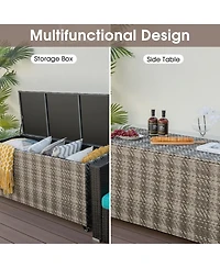 Gouun 96 Gallon Pe Wicker Outdoor Storage Box with 4 Wheels