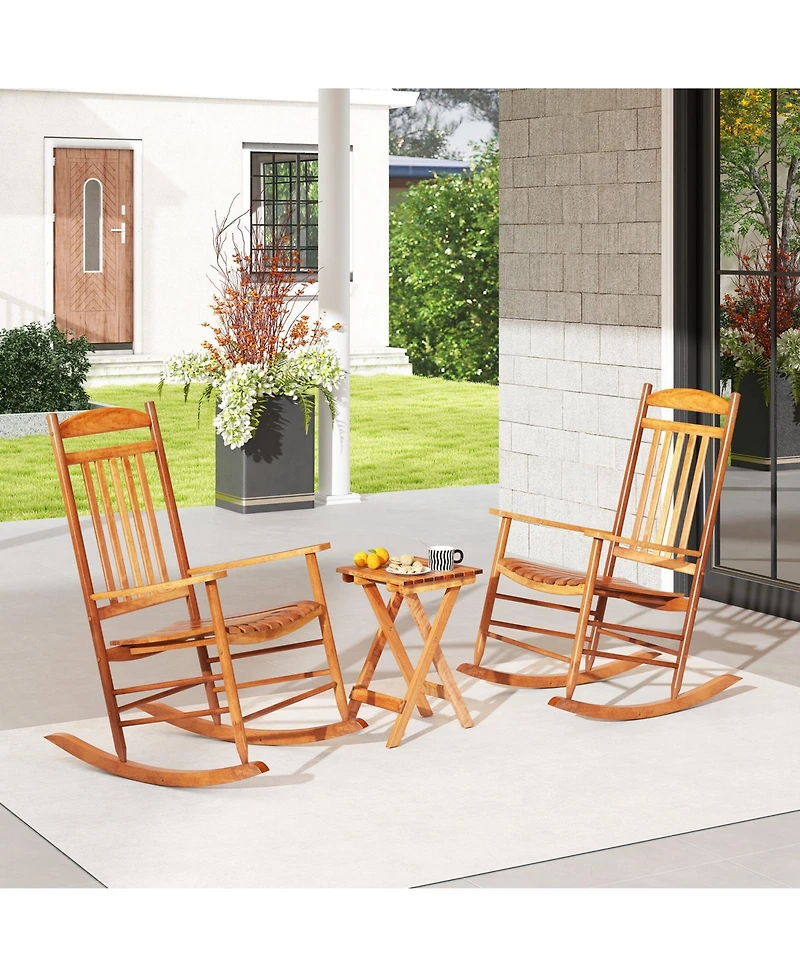 Gouun 3-piece Outdoor Poplar Wood Rocking Bistro Set