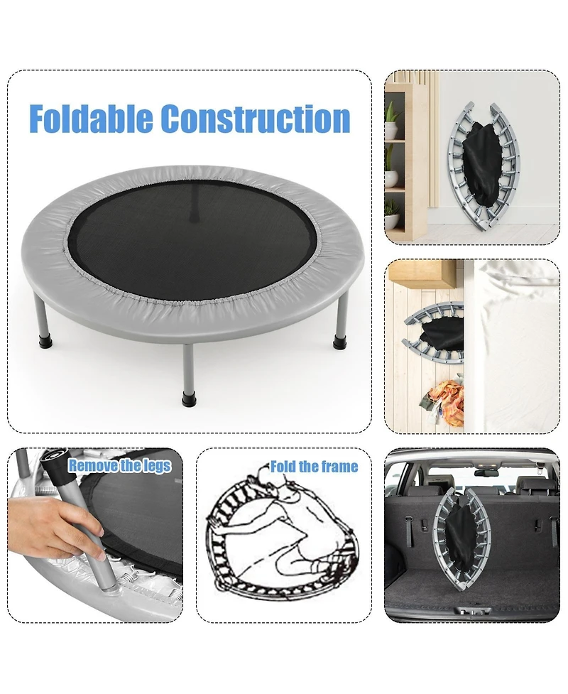 Gouun 38 Inch Mini Folding Trampoline Portable Recreational Fitness Rebounder