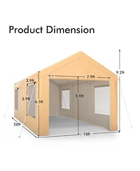 Gouun 10 x 20 Feet Heavy-Duty Steel Portable Carport Car Canopy Shelter