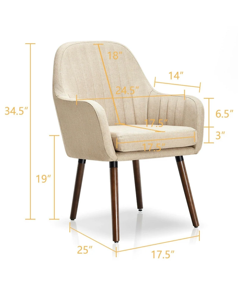 Gouun Set of 2 Fabric Upholstered Accent Chairs with Wooden Legs