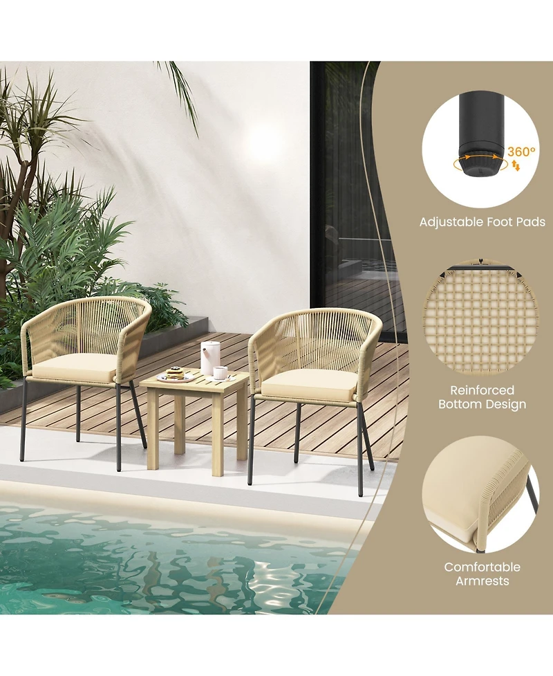 Gouun Patio Chairs Set of 4 with Curved Backrest and Seat Cushion for Patio