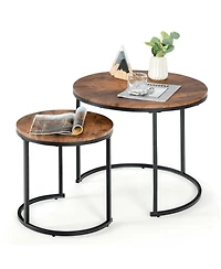 Gouun Set of 2 Modern Round Stacking Nesting Tables for Living Room