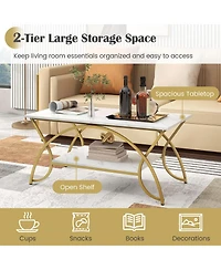 Gouun 2-Tier Table Rectangle for Living Room