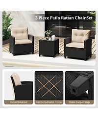 Gouun 3 Pieces Patio Furniture Set with Tempered Glass Table-Off