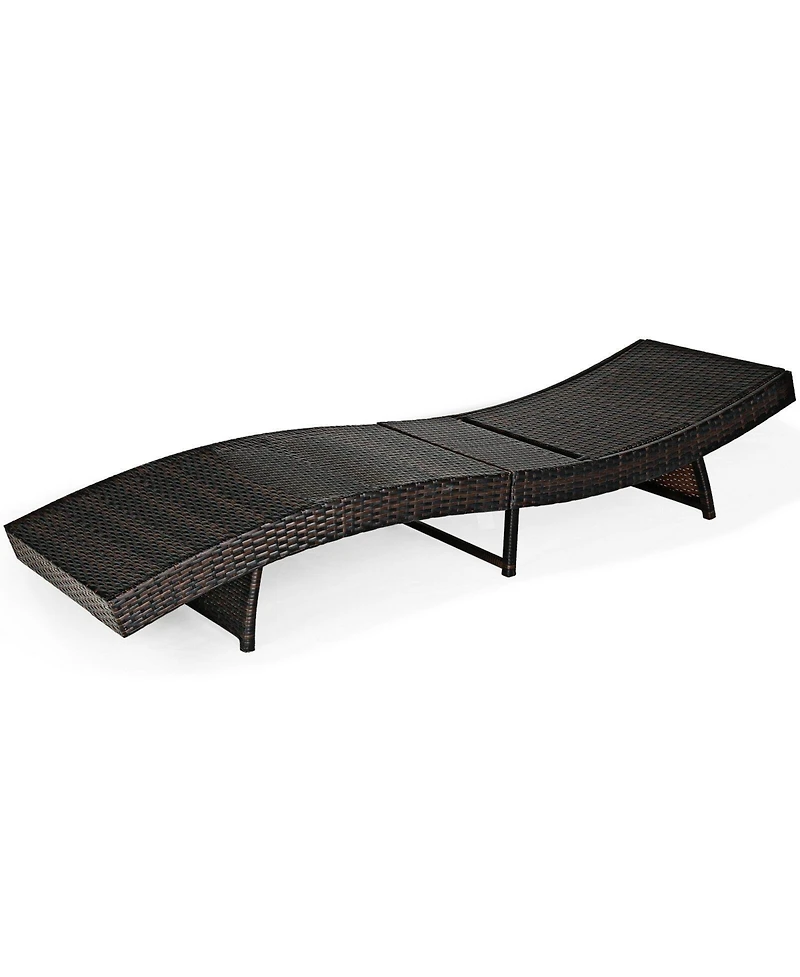 Gouun Patio Folding Adjustable Rattan Chaise Lounge Chair with Cushion