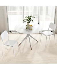 Gouun Modern Dining Chairs Set of 4 with Tilted Backrest and Sturdy Metal Legs