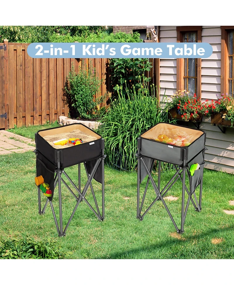 Gouun 2 Pieces Folding Camping Tables with Large Capacity Storage Sink for Picnic