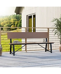 Gouun 72 Inch Extra Long Bench with All-Weather Hdpe Seat & Back for Yard Garden Porch