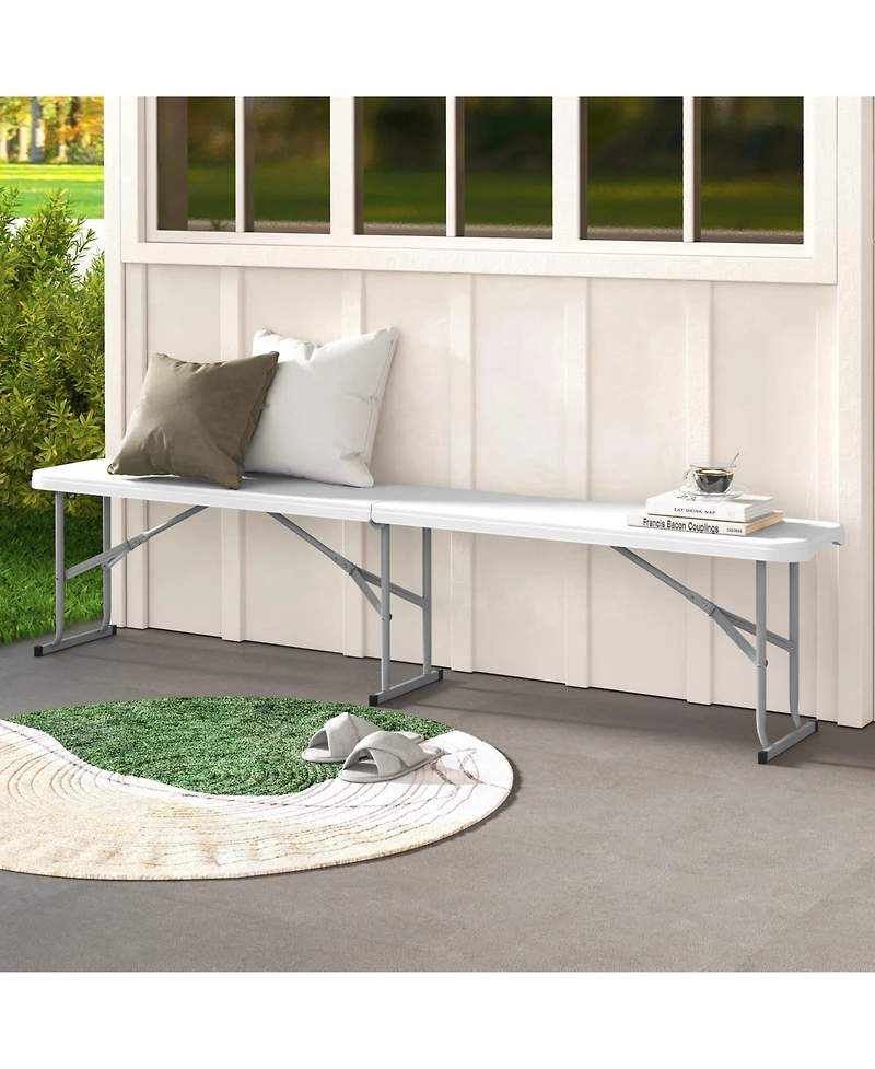 Gouun 6 Feet Plastic Folding Bench Picnic Camping Dining Seat with Carrying Handle